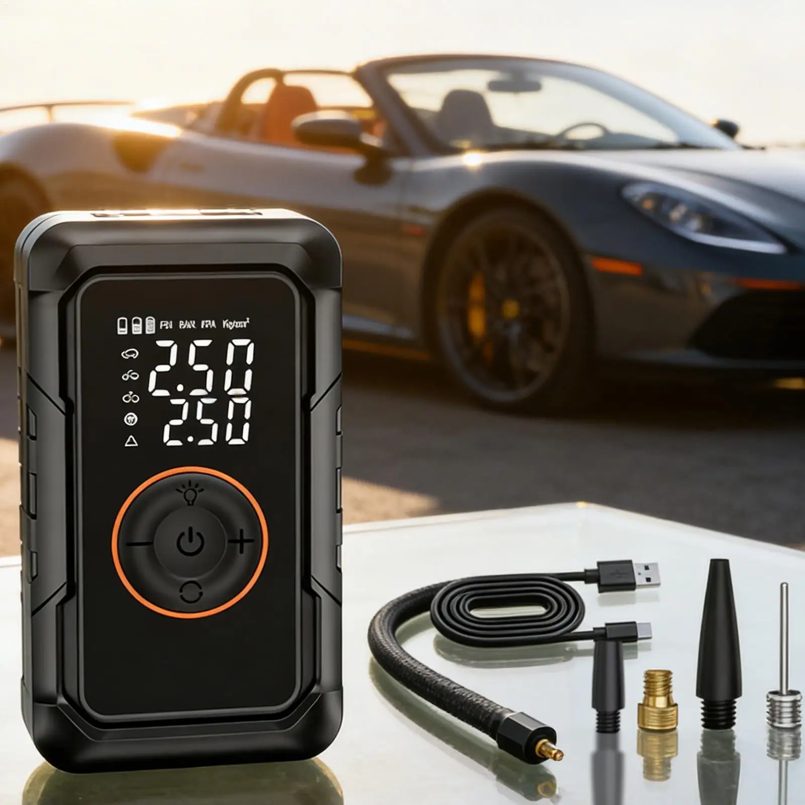 Portable Tire Inflator For Car LED Light Smart Electric Auto Shut Off Bike Pump Car Tire Inflator For Motorcycle SUV Truck RV
