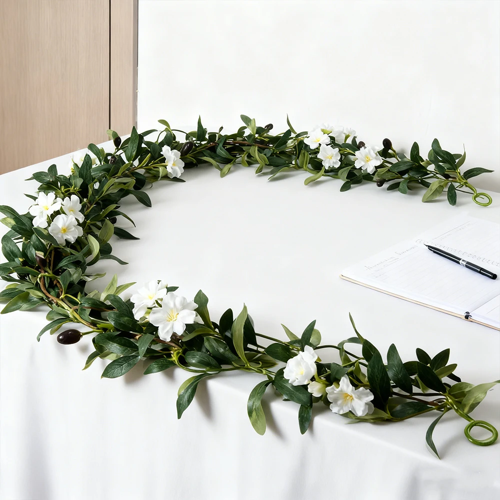 175cm Artificial Olive Vines Wall Hanging Plants Fake Olive Leafs Plastic Tree Branch False Garland For Home Wedding Party Decor