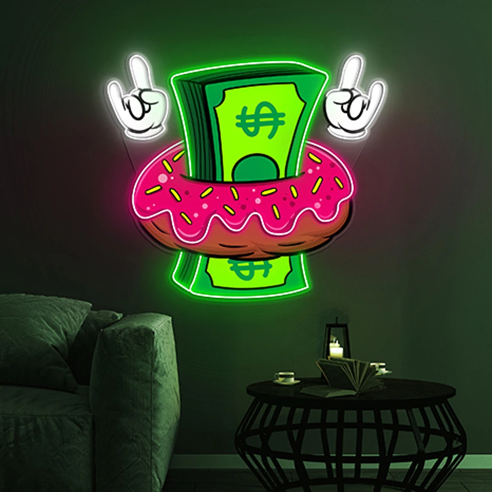 

Dollar Neon Sign for Dessert Donut Coffee Shops Wall Decor Led Neon Signs Restaurant Doughnut Art Room Decoration Neon Light