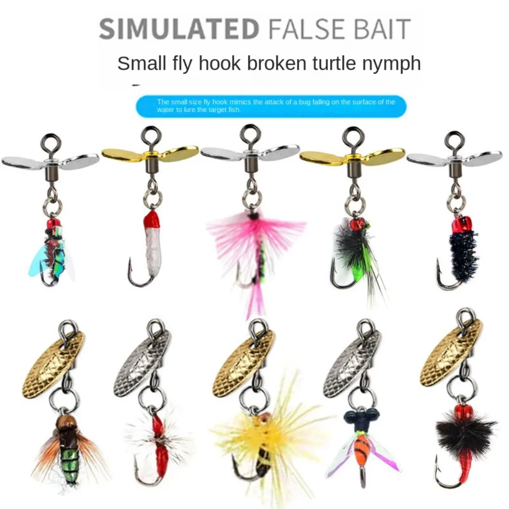 10PCS Flies Tackle Bionic Fly Fishing Bait Spinner Swim Baits Fly Fishing Lures Kit Trout Jigs Fly Fishing Hook