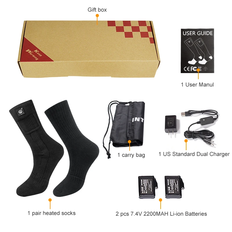 Retter Wärme Elektrische Skifahren Beheizte Socken Männer Frauen Winter Warme Wiederaufladbare Thermische Socken Outdoor