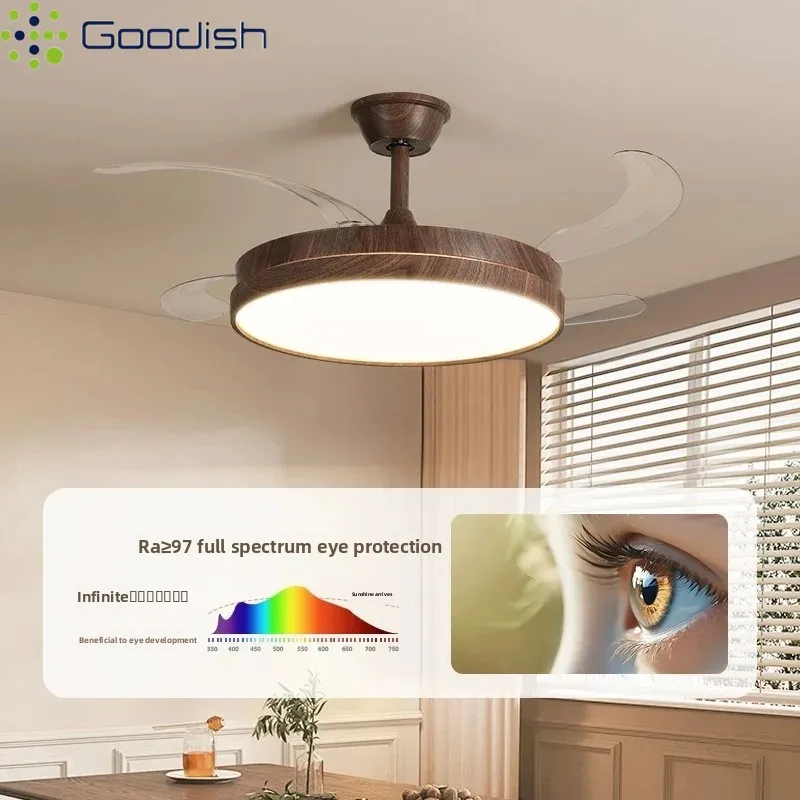 Modern Minimalist Remote Control Dimmable Ventilador LED Ceiling Fan Creative Lustre Lamp for Bedroom Home Decoration Chandelier