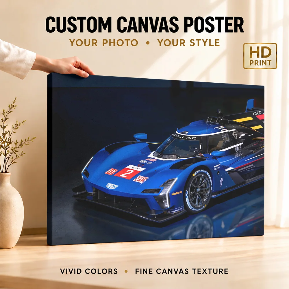 American V LMDH Car Gallery Wrapped Canvas Print Customized Photo Blue Studio Perspective Wall Art For Garage Collector Gift