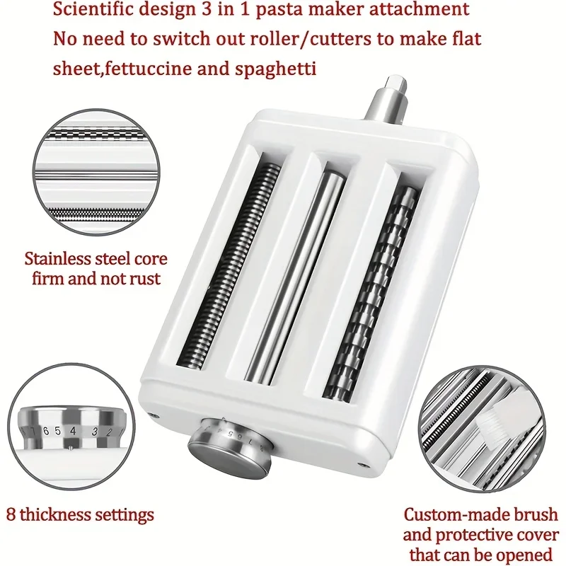 Suitable for KitchenAid Vertical Mixer, 3-in-1 Noodle Fitting, Food-safe, Durable Kitchen Tools for Pasta Lovers