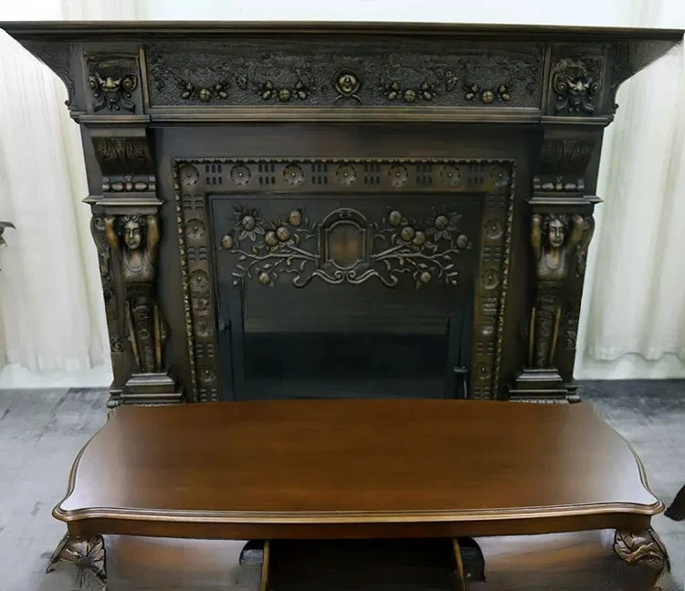 Retro style, solid wood fireplace, French mix and match design