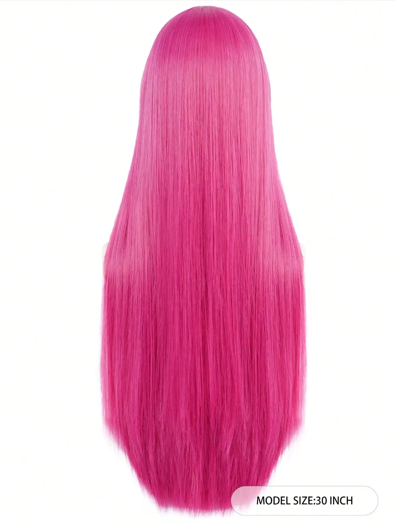 30 Inch Hot Pink Straight Princess Cosplay Wig With Bangs For Women Halloween Heat Resistant Synthetic Hair Wigs