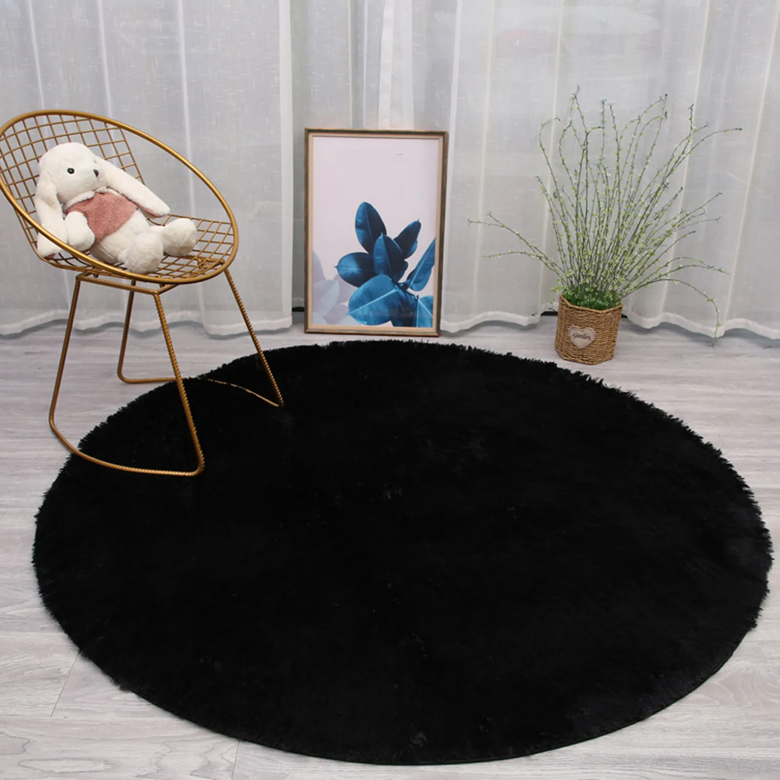 Faux Sheepskin Shaggy Rug - Non-Slip Wool-Like Bedroom Carpet for Cozy Floor Decor (Plush, Easy-Clean Home Mat)