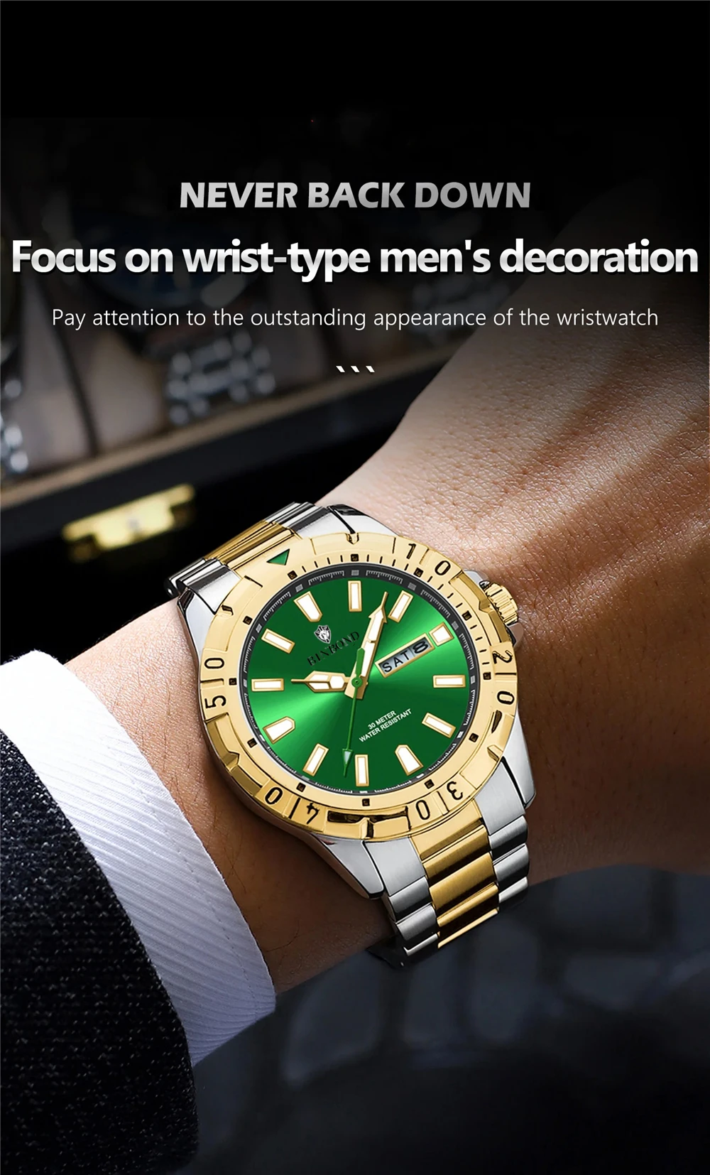 Luxury Brand Men Automatic Watch For Man High Quality Fashion Quartz Wristwatches Gifts Mens Watches Digital Bezel Gold Clock
