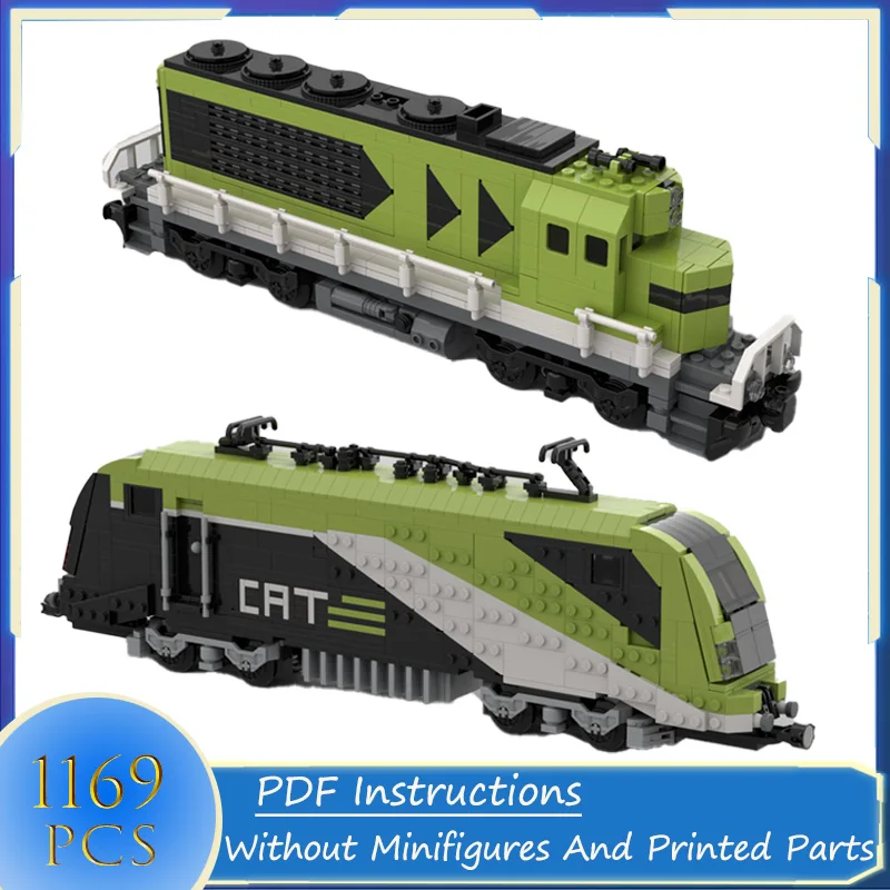 

Building Blocks City Airport Train (CAT) Train & Diesel Cargo Locomotive MOC Bricks DIY Assemble Bricks Transportation Toys Gift