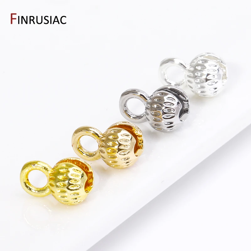 14/18K Gold Plated Brass Crimp End Beads Stripe End Caps Tip Ball Chain Connector For DIY Beading Jewelry Making Findings