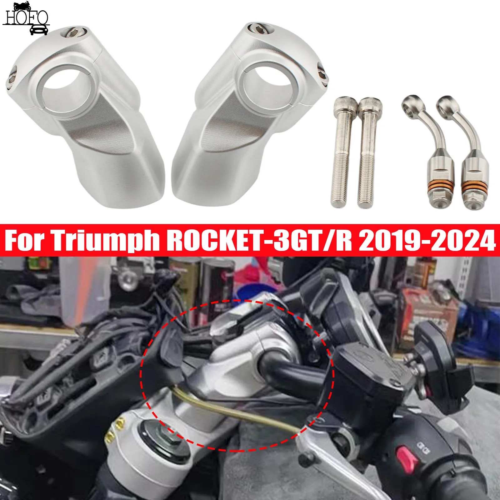 

33mm Handle Bar Adapter Risers Clamp Mounts For Triumph ROCKET-3GT/R 2019-2024 Motorcycle accessory Handlebar Clamp Spacer