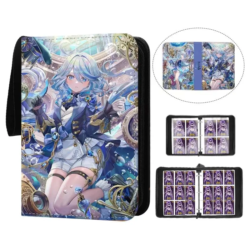 Anime Genshin Impact Card Book with Nine Compartments Yae Miko Raiden Shogun Gan Yu Zipper Binder Card Book Boys Birthday Gift