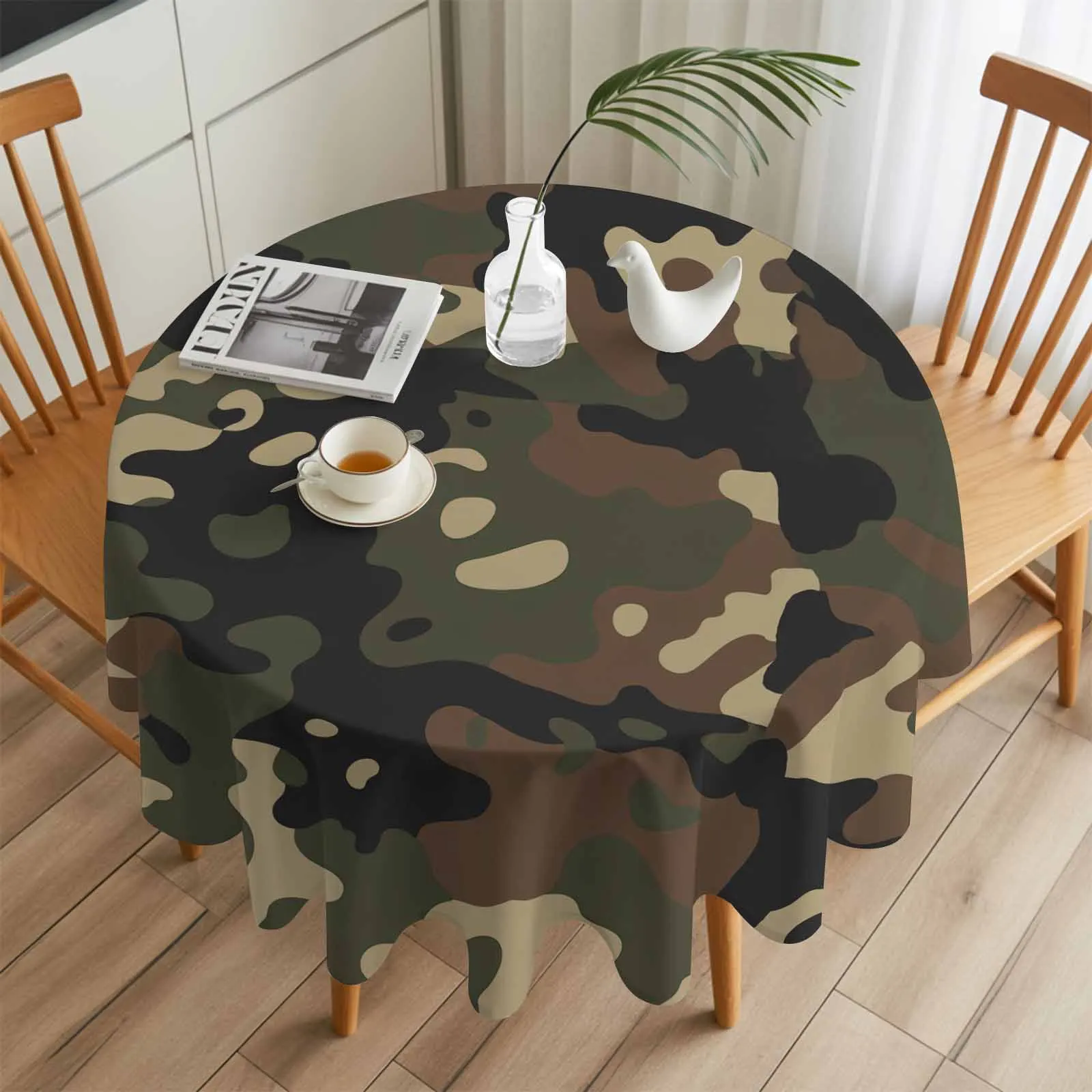 

Modern Fascination Green Forests Round Table Cloth Festival Dining Tablecloth Waterproof Table Cover for Wedding Party Decor