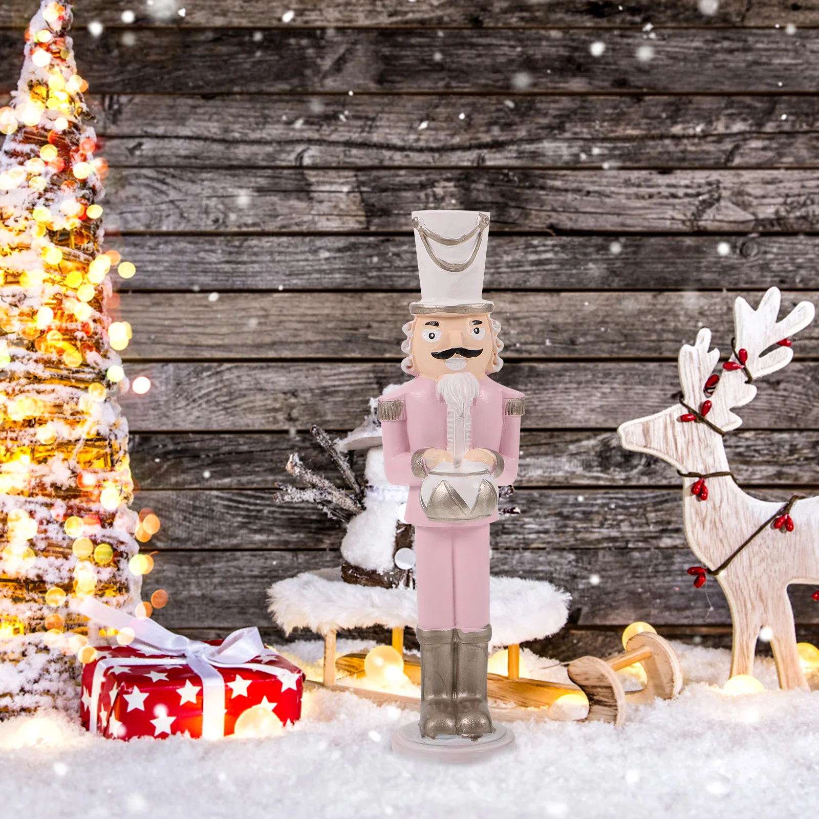 

Nutcracker Decorations Resin Soldier Miniatures Desktop Festival Party Supplies Pink Color Classic Design Home