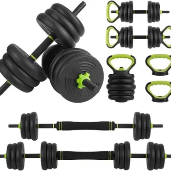 4 in 1 Adjustable Dumbbell Set, Adjustable Round Kettlebell 66lbs/88lbs Weight Set Used as Kettlebells, Barbell, Push up Stand