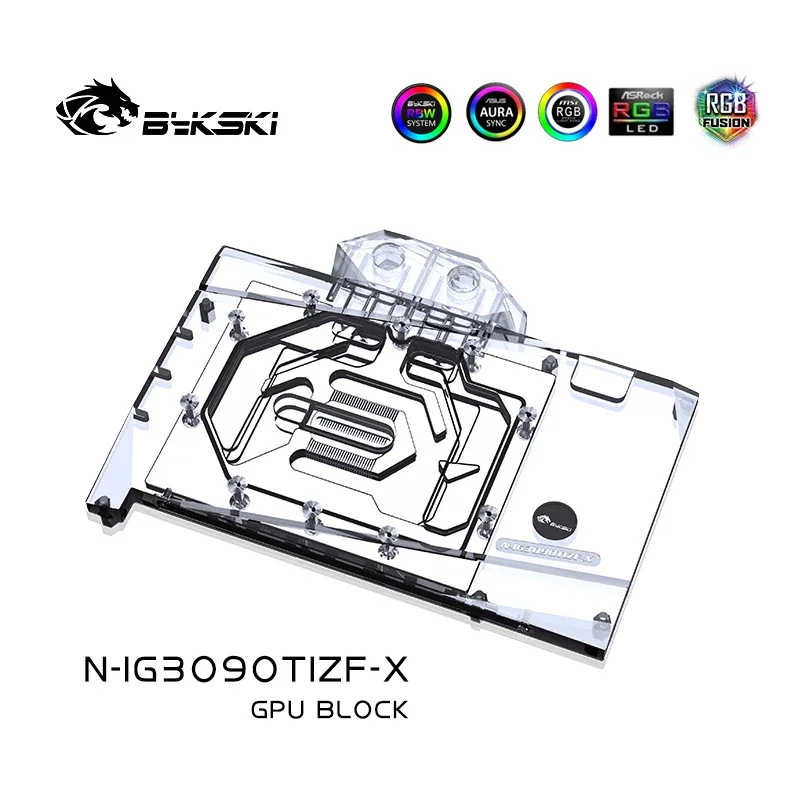 Bykski Water Block Use for Colorful GeForce RTX 3090Ti Battleax 24G / Full Cover Copper Radiator / RGB Light SYNC N-IG3090TIZF-X