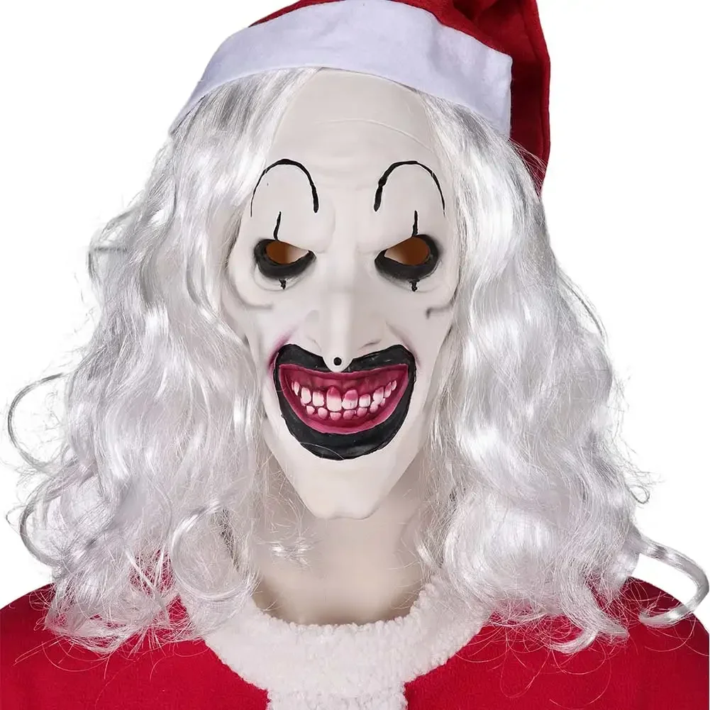 Kwade Clown van The Abyss 3cos Horror Halloween Toneelkostuum Spookachtige Witte Pruik Gruesome Horror Masker Cosplay Nachtmerrie