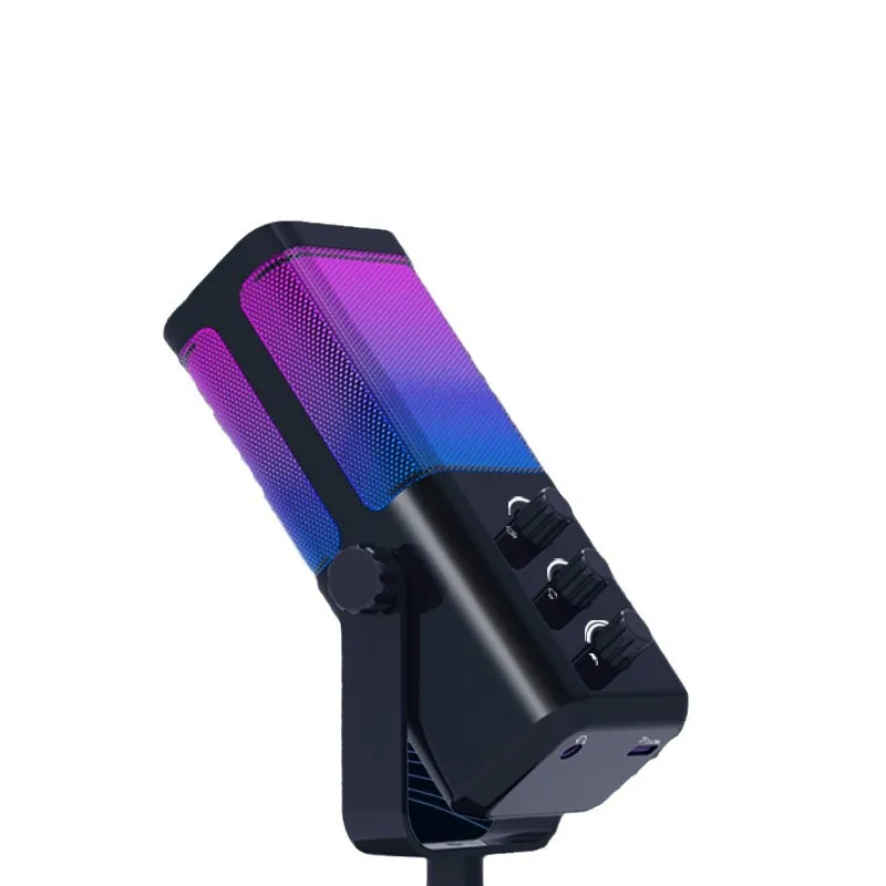 USB Dynamic Condenser Microphone Kit with RGB Clear Sound Quality for PC Mobile Phone Live Broadcast Game Competition Recording