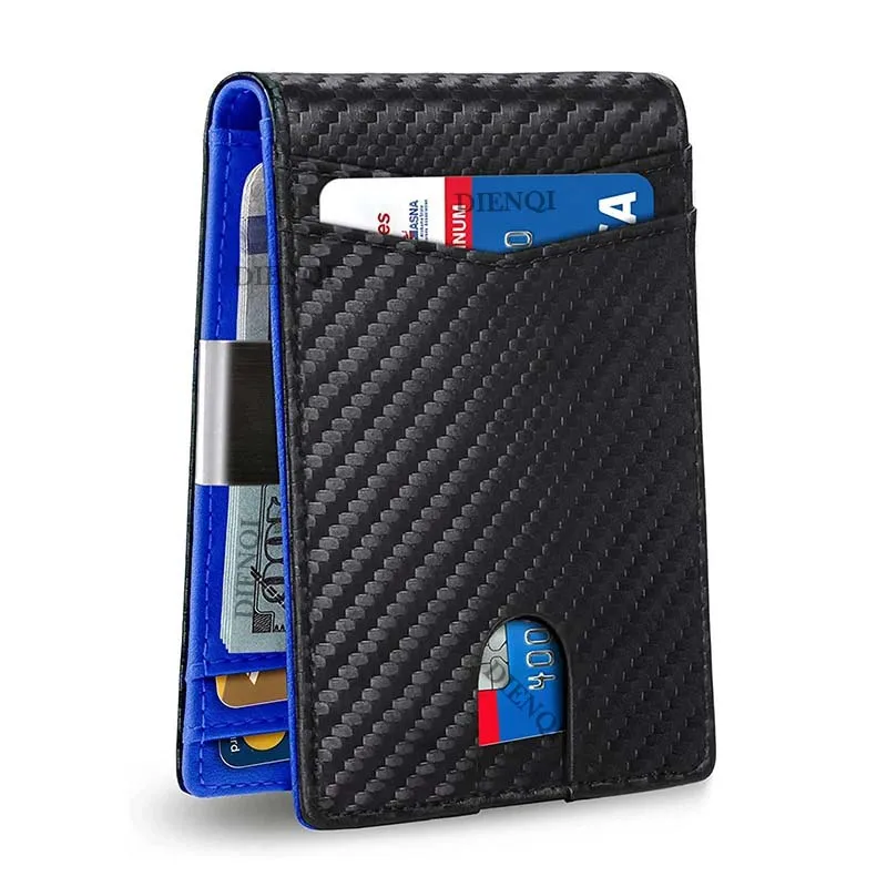 Dienqi rfid Kreditkarten inhaber Brieftaschen Männer Geld Tasche Geldbörse schlanke dünne Brieftasche für Männer kleine kurze Geldbörse männlich schwarz Vallet Brieftasche – Detail 7