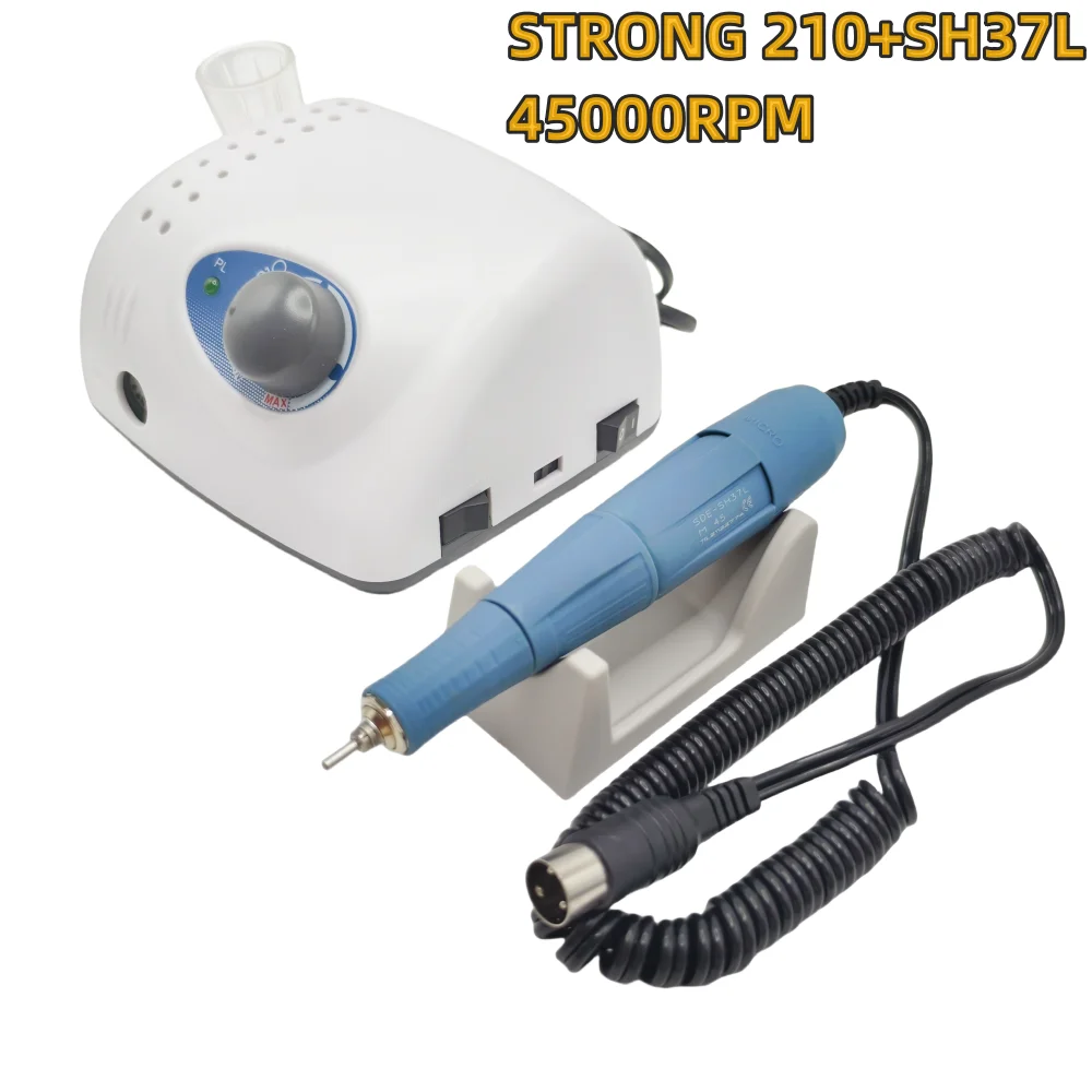 Новый Strong 210 дрель для ногтей 65 Вт 45000 об/мин SH37L M45C микромотор полировальный наконечник фреза маникюрный станок пилочка для ногтей