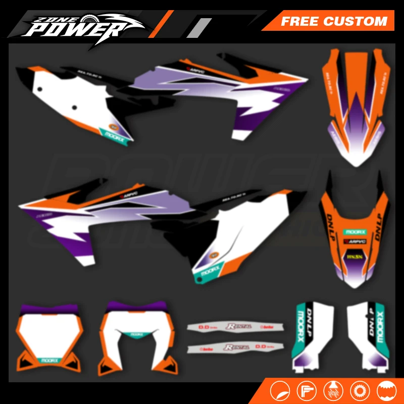 Powerzone Custom Team Graphics sfondi decalcomanie adesivi kit per KTM EXC EXC-F XCW 2024 2025 2026 SX SXF 2023 2024 2025 48