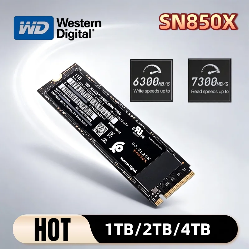 SSD Western Digital SN850X 1TB 2TB 4TB WD BLACK M.2 2280 NVMe PCIe Gen 4.0x4 para Jogos, Laptop e PS5 Pro