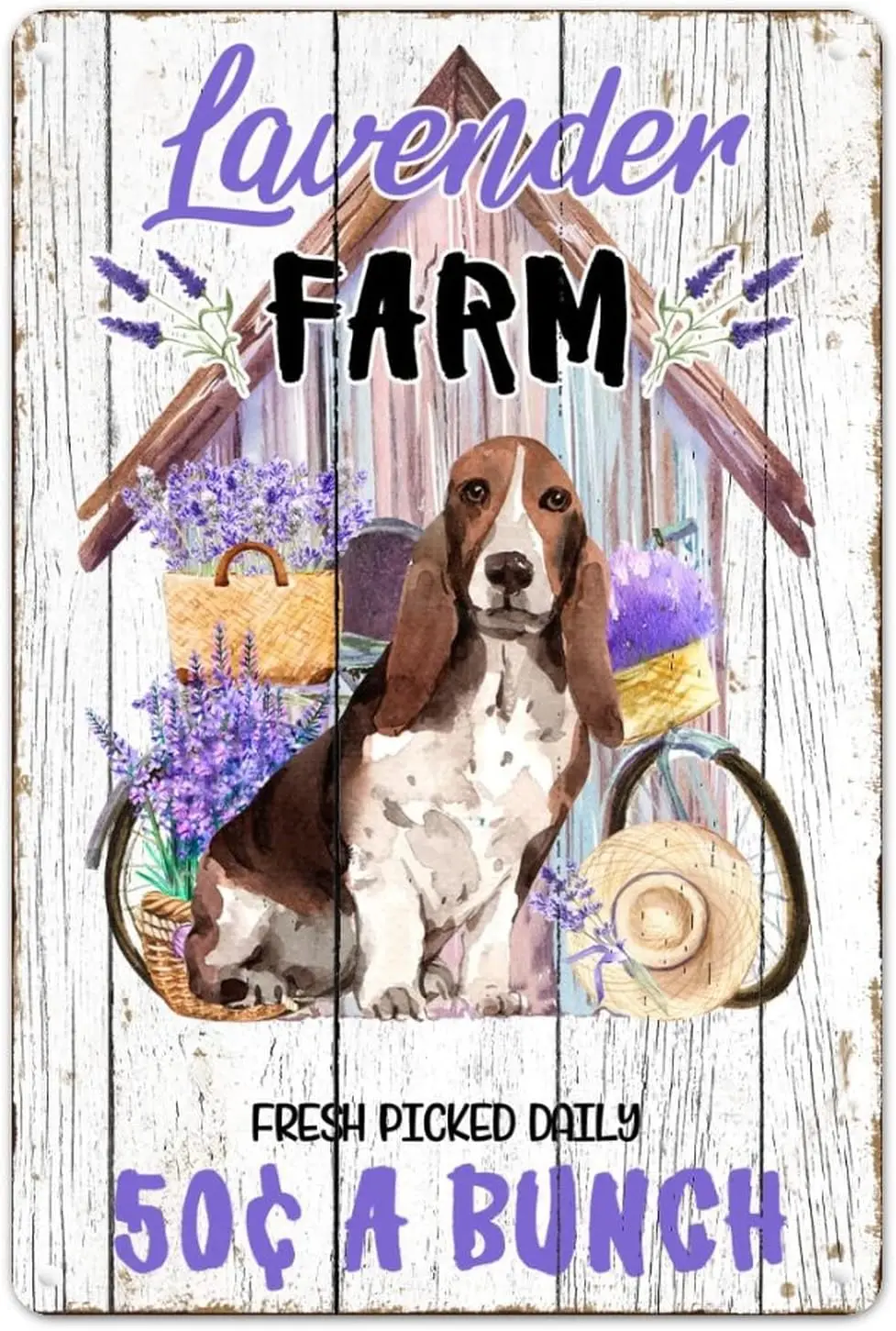 Pet Dog Lover Tin Sign Purple Lavender Farm Metal Plaque Tiered Tray Sign Wildflower Funny Novelty Sign Signag Tin Poster for En