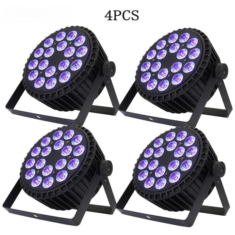 4PCS Aluminum Alloy LED Flat Par 18x12W RGBW/18x18W RGBWA+UV LED Lighting DMX512 Disco Professional Stage DJ Equipment