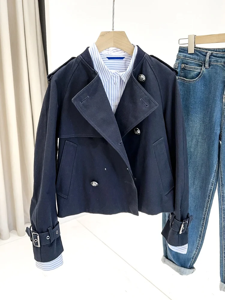 

Mimifa High-End Casual Double-Row Button ort Coat ort Jaet Breathable Ladies' Spring Faion Commute Sle Loose Fit