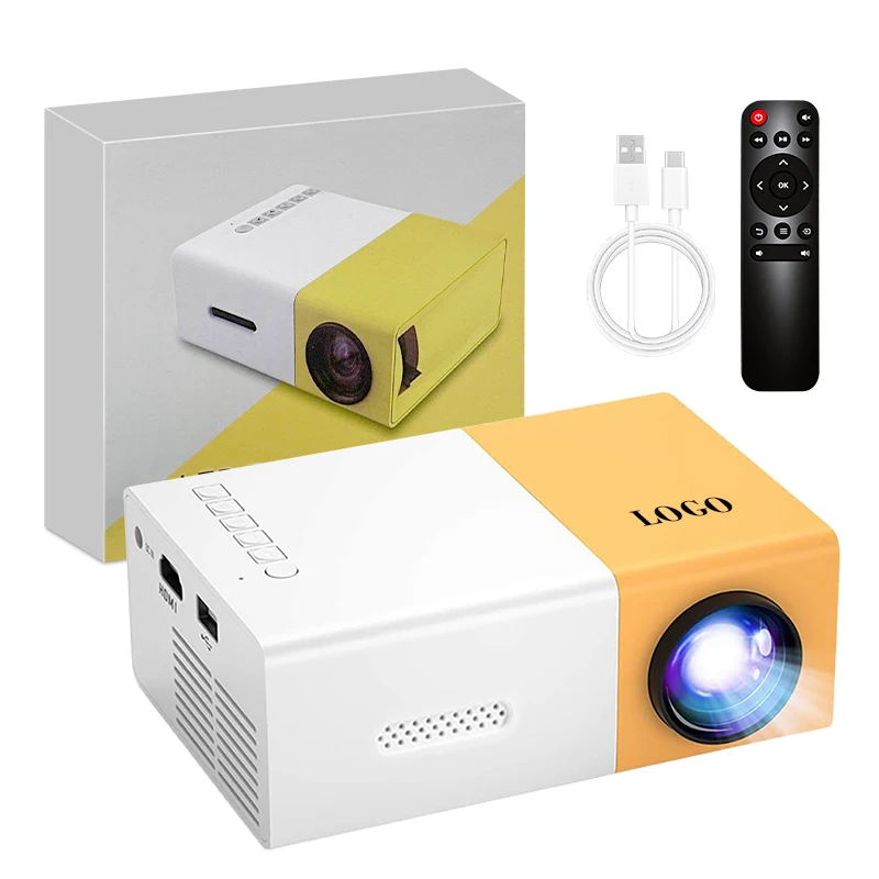 YG300 Mini Portable LED Projector, HD Compact 4K Supported USB Port Multimedia Video Projector Home Theater Cinema