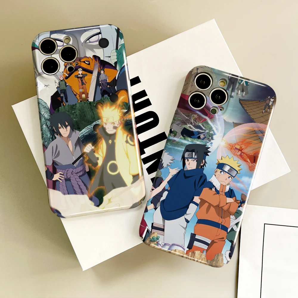 Anime Phone Case For IPhone 16 15 14 13 12 11 Plus Pro Max Mini Narutos Glossy HD Hard Cover Film Shell