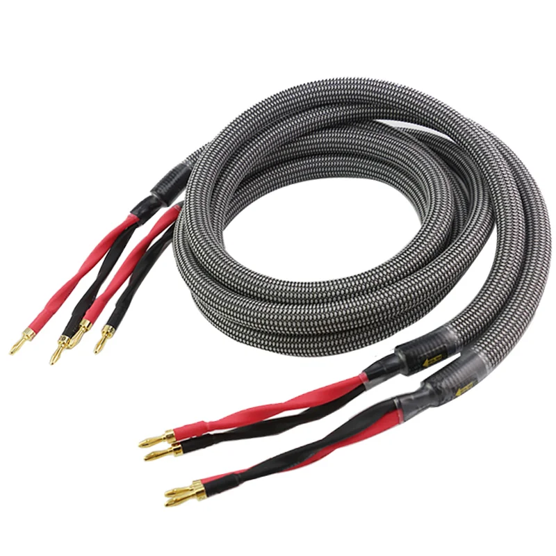 New M2-4S 11AWG Power Amplifier Connected To Audio Premium Speaker Cable Single Crystal Copper Gold Banana or Spade Plug