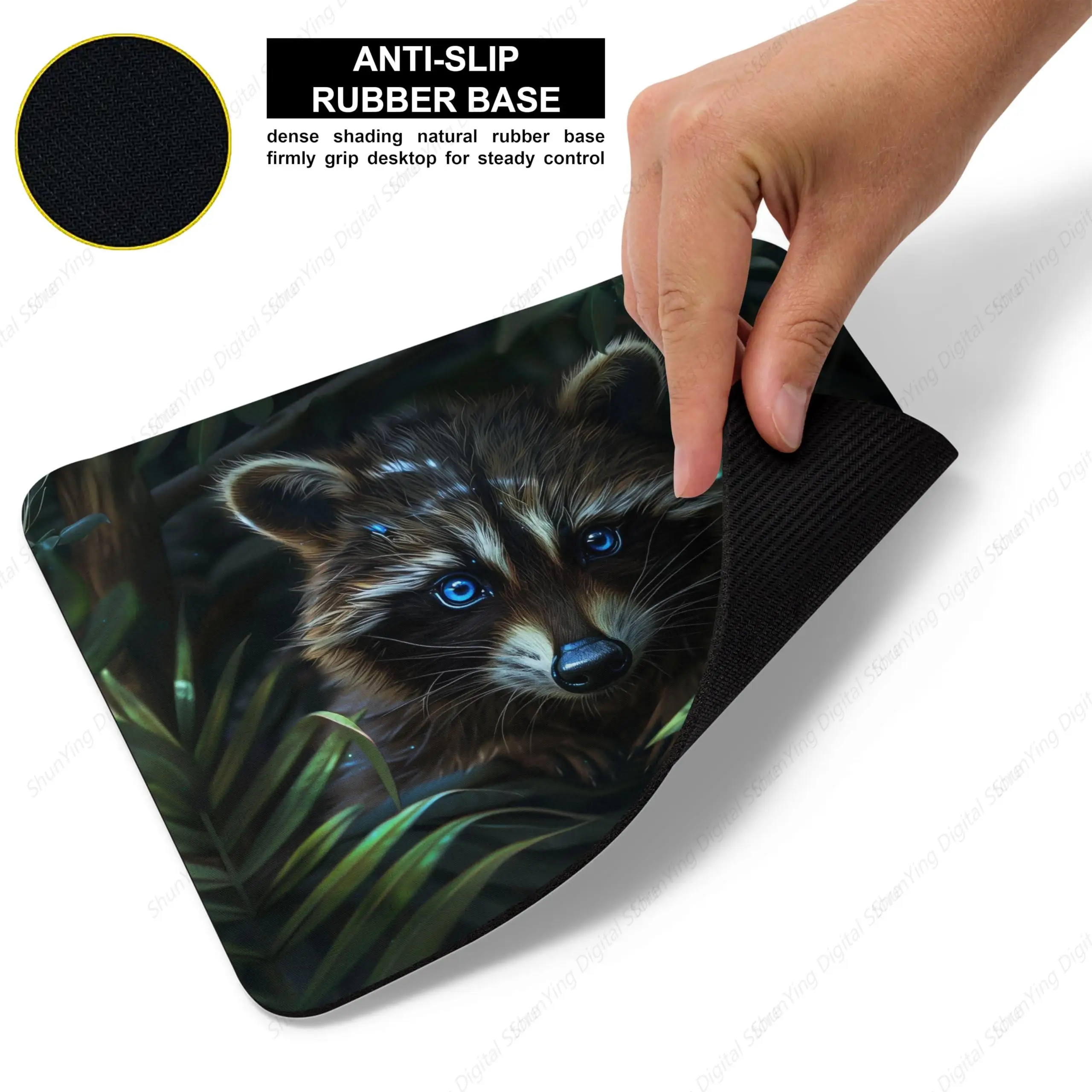 Anti Slip Rubber Mouse Pad Suitable For Gaming Office Laptops Cute Little Raccoons 25*30cm