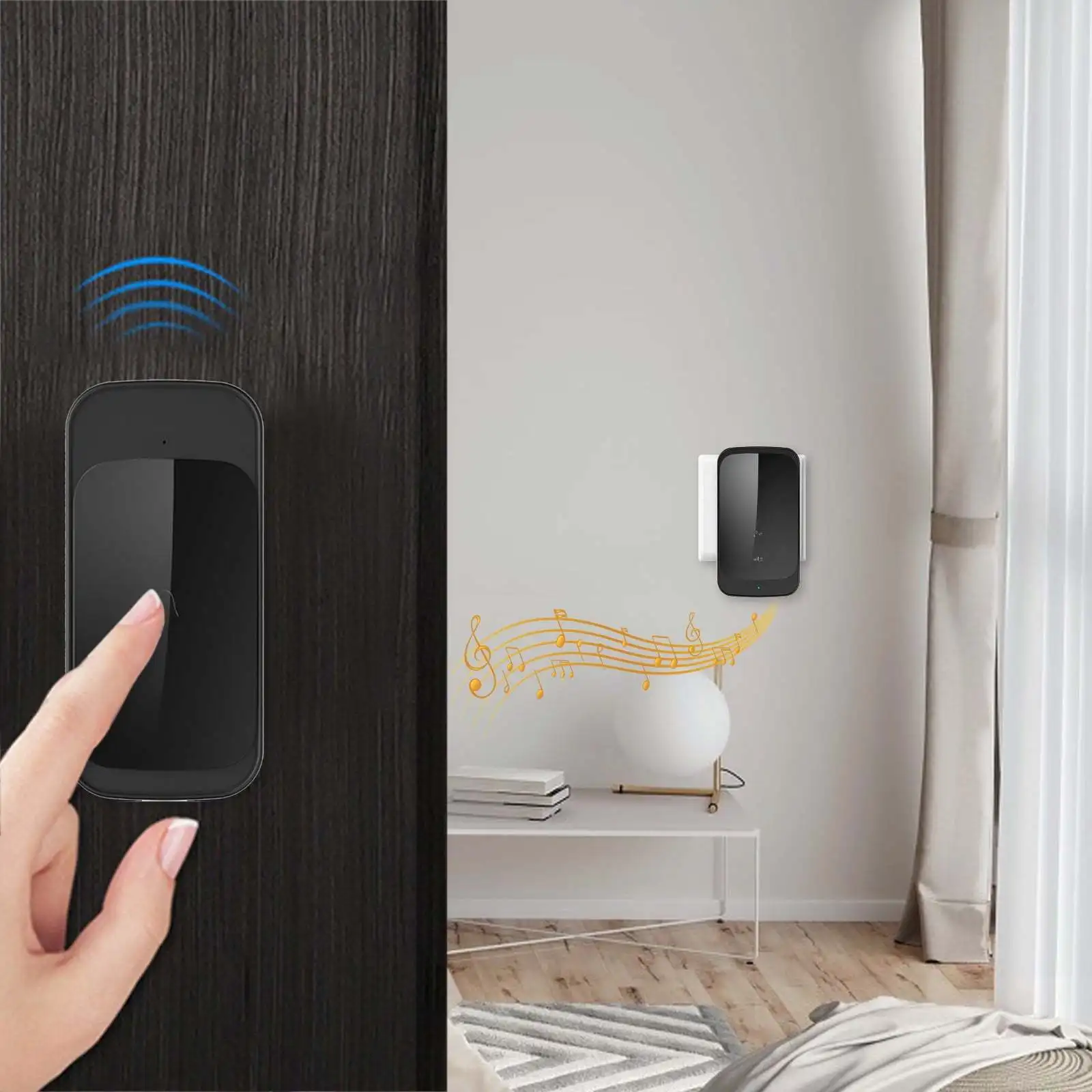 Wireless Doorbell: Waterproof with Wall-Penetrating Signal Smart Doorbell - Touch-Sensitive Design for Easy Use Long Range