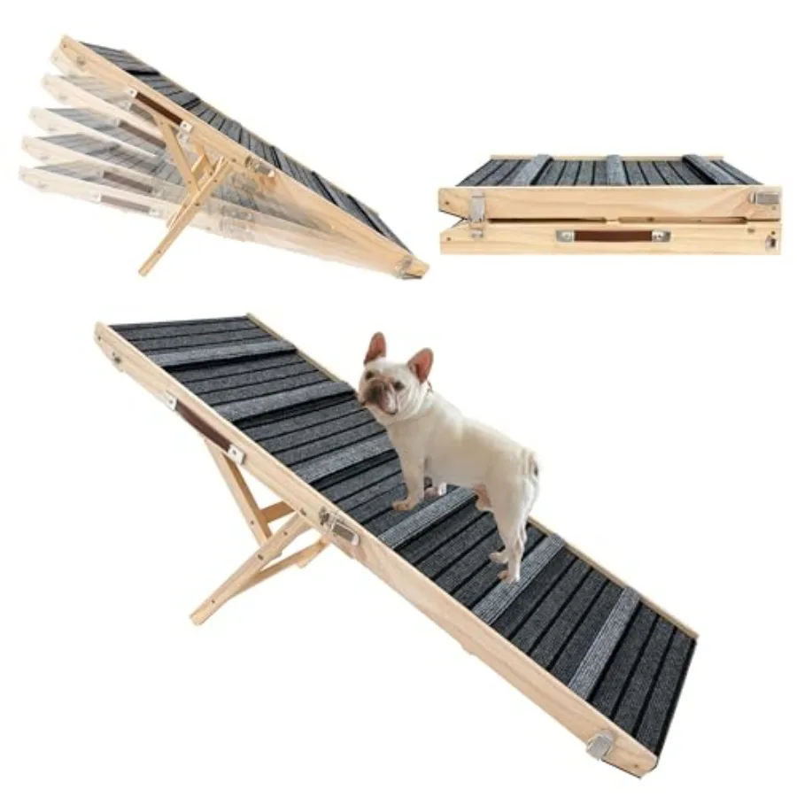 

Деревянный складной пандус для собак (от маленьких до крупных пород) – нескользящий, сверхширокий, регулируемый, для кровати, дивана, автомобиля, платформы.