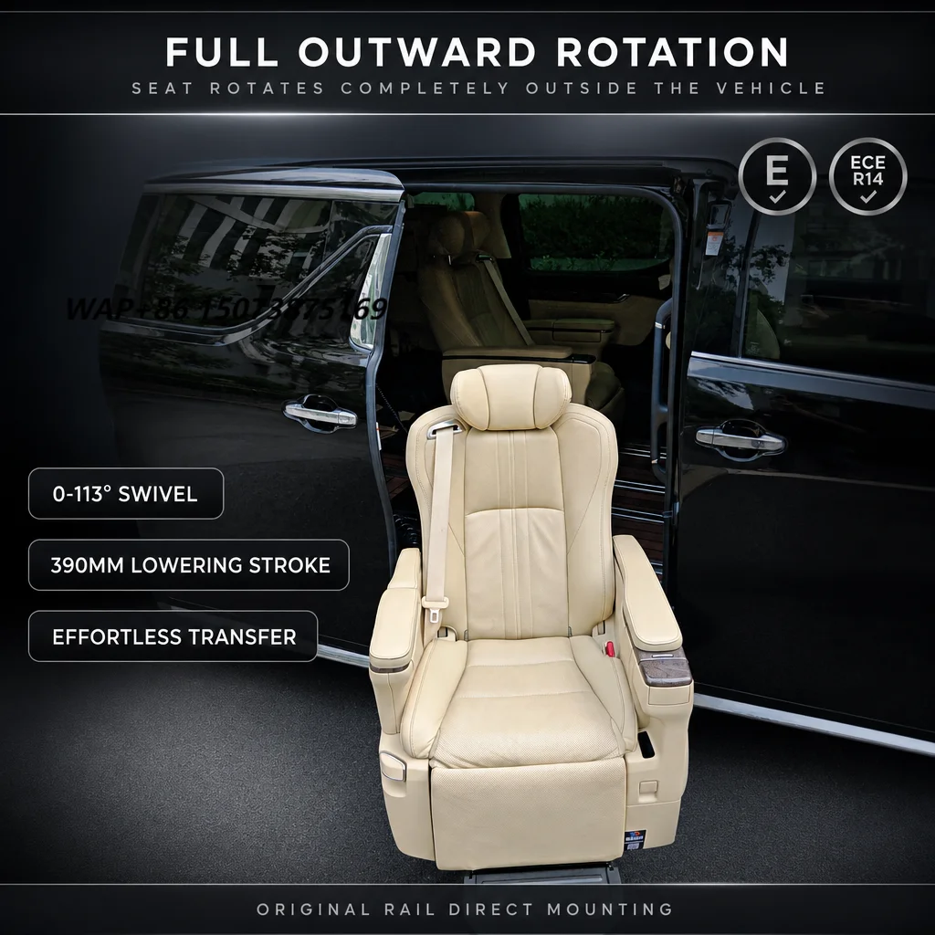 Luxury Adjustable Car Seat Accessory PU Leather for Elderly Disabled Swivel Lifting Modified Vehicles Accessible