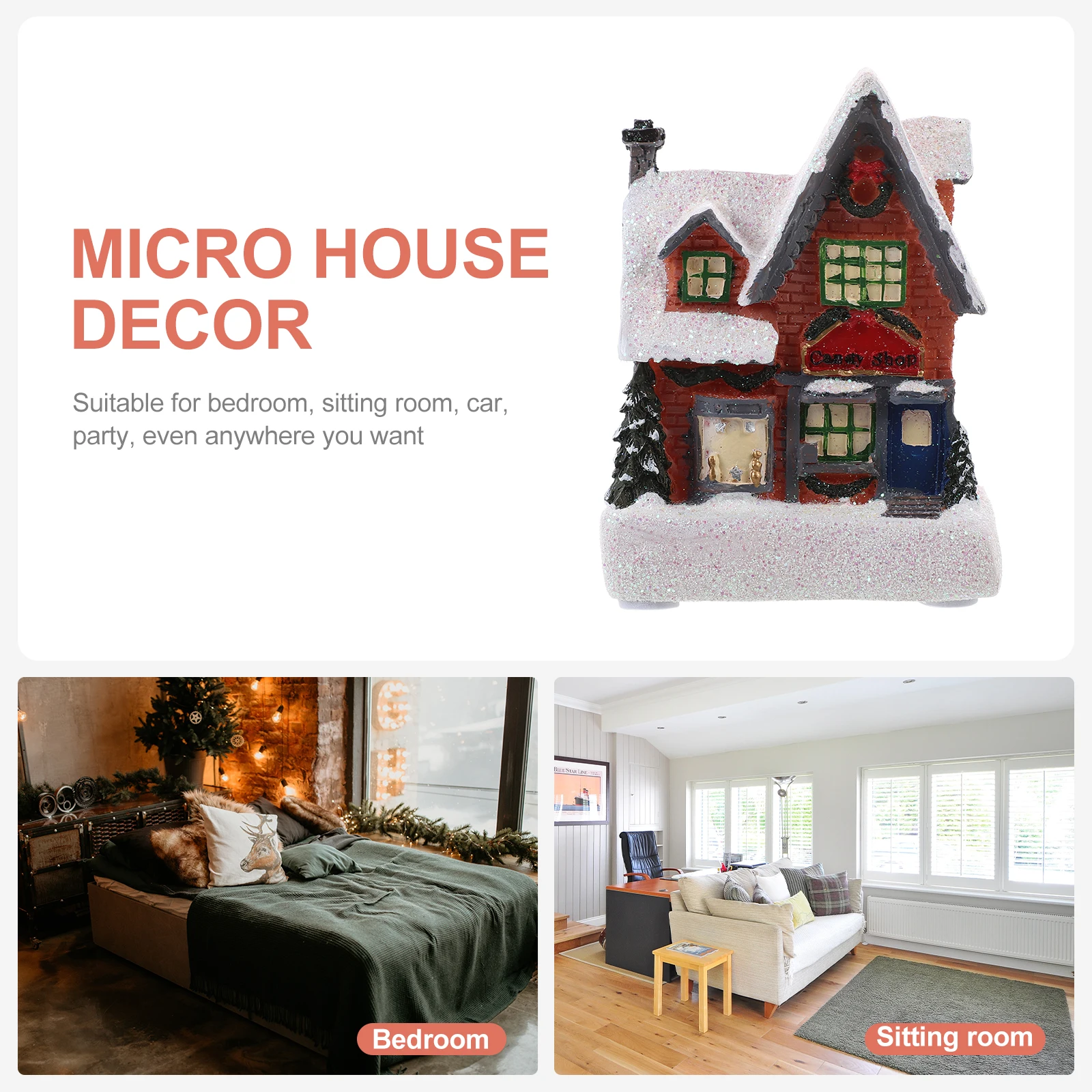 

Christmas Resin Hanging Christmas Decorative House Decoration Mini Lighted House Xmas nament Holiday Gift Red Small Modern