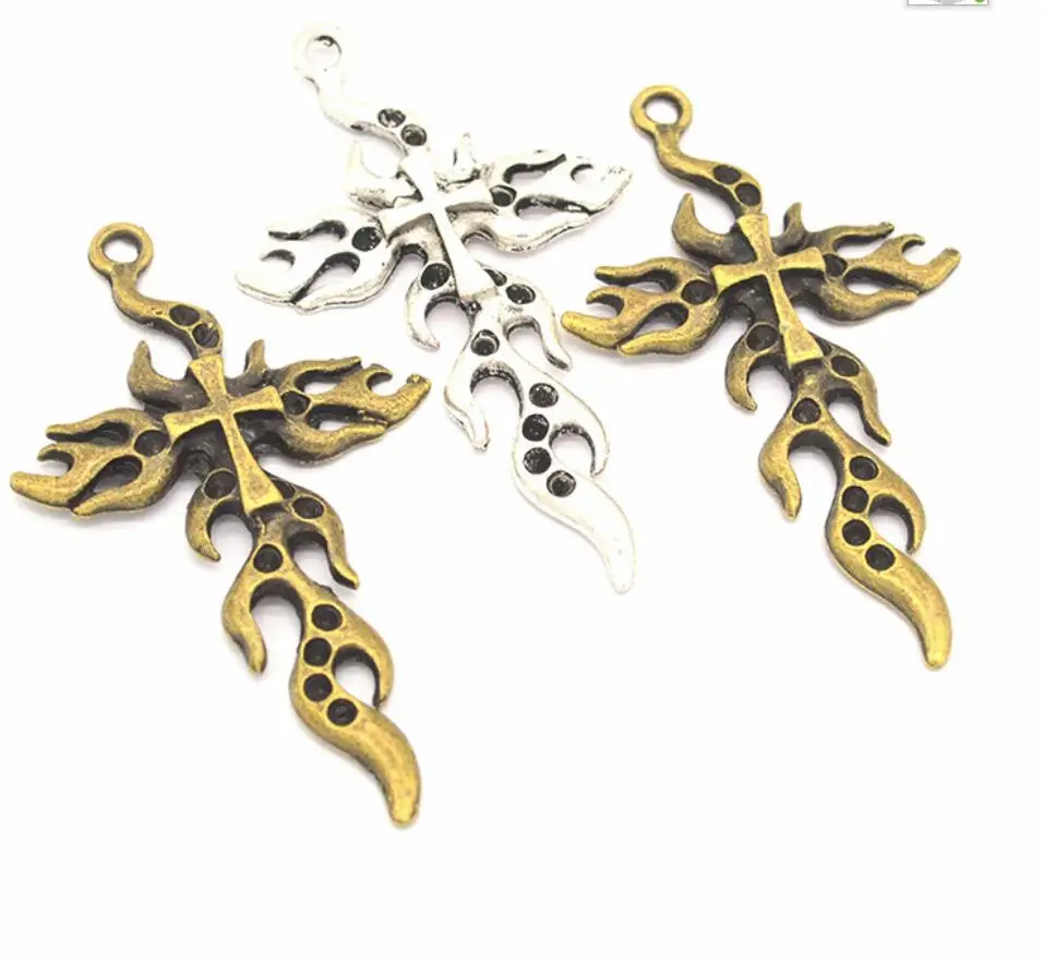 

15pcs Charms Cross 63*37mmTibetan Bronze Silver Color Pendants Antique Jewelry Making DIY Handmade Craft F0699