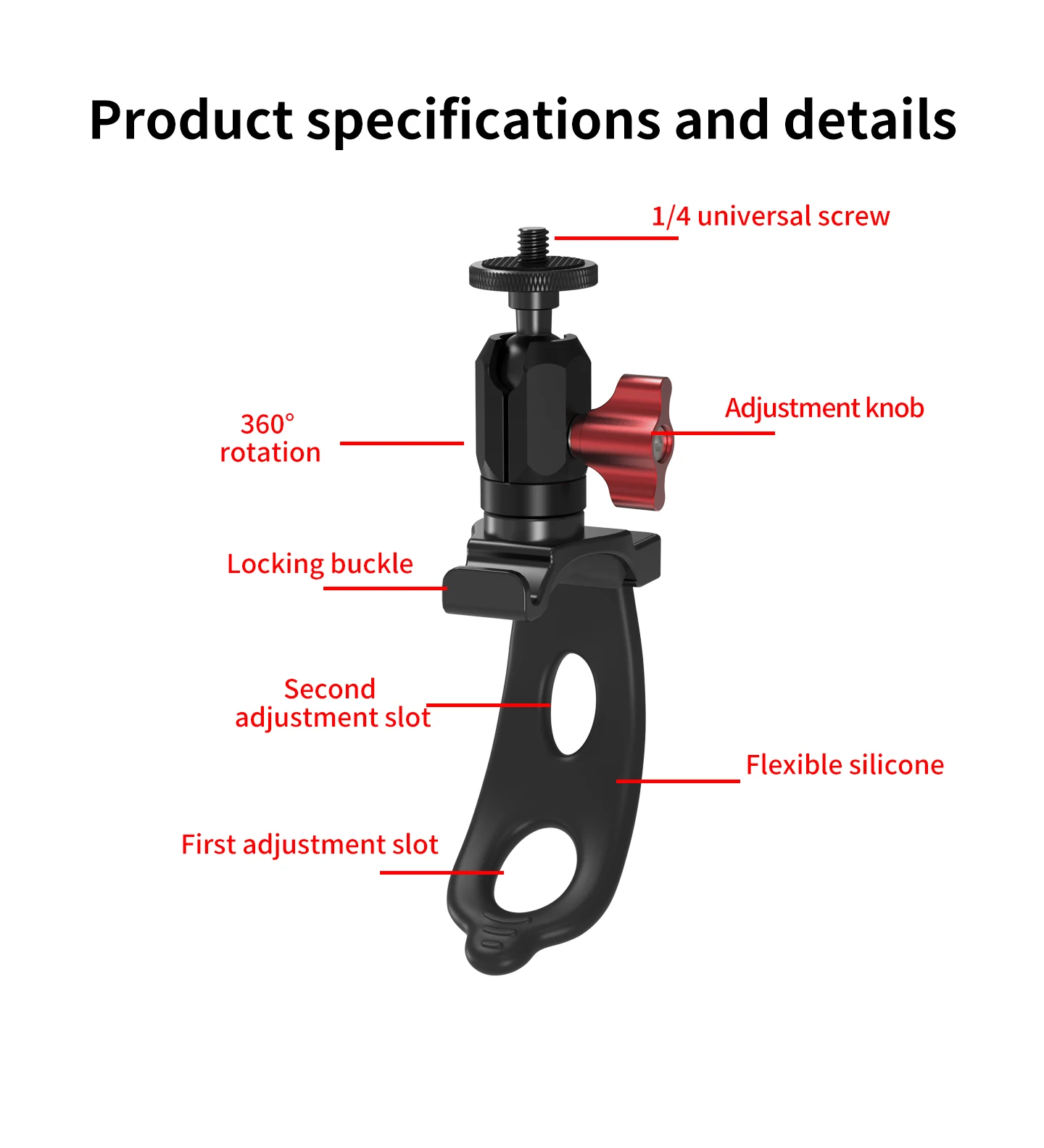 Fahrrad- und Angelkamera-Gurtbefestigung Flexibler Silikon-Klemmhalter 22-38mm Klemmbereich für DJI Osmo Pocket 4P 4 3 Insta360 Luna Ultra Gimbal – Detail 14