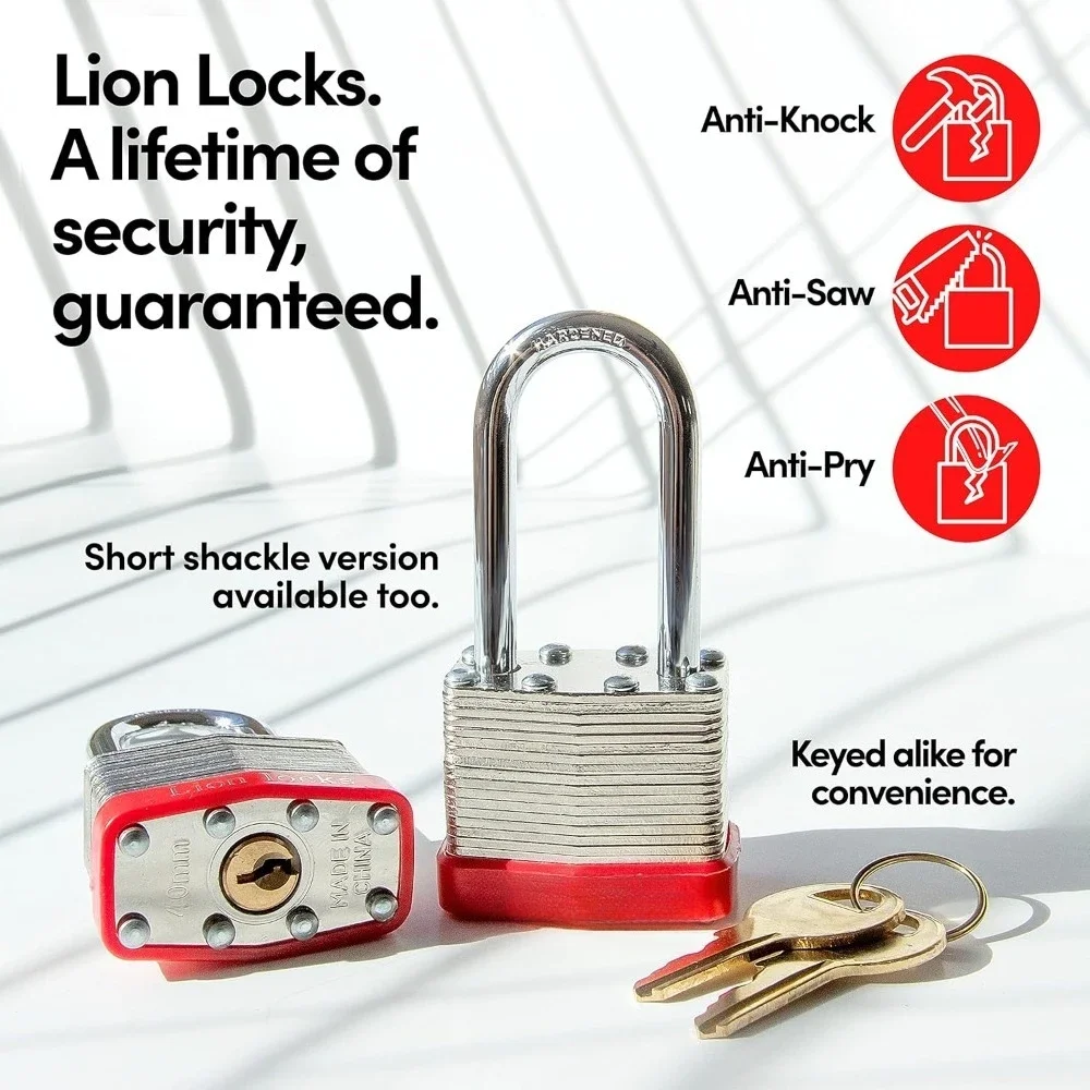 48 أقفال على حد سواء مع تكبل طويل 2 بوصة، 96 مفتاحًا - أقفال للاستخدام الخارجي، أقفال بمفاتيح، حافظة فولاذية صلبة - أجهزة #4