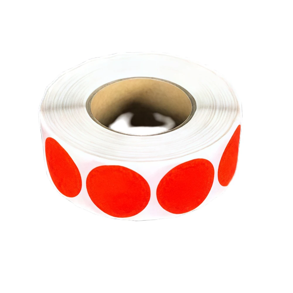 Fluorescerende kleur schieten vervangende doelstickers - 1 inch diameter, 1000 stuks / rol, niet-lichtgevend. 5 kleuropties beschikbaar.