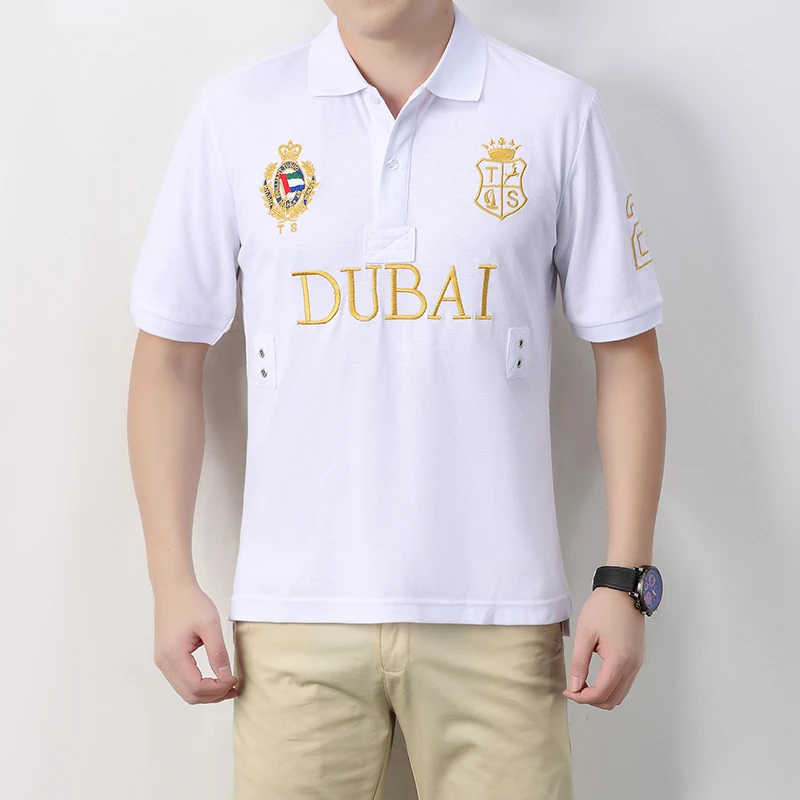 Men\'s polo shirt UAE Dubai short Royal casual  sport party high-end cotton embroidery luxury contrast color original design