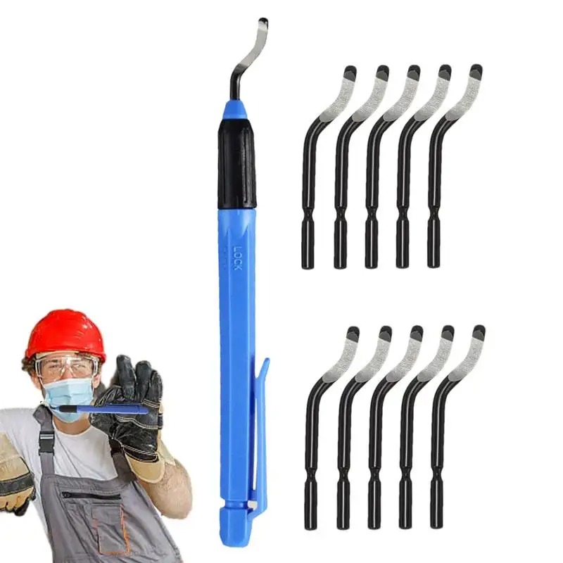 Metal Deburring Tool Pen Shape Manual Chamfer Deburring Tool Portable Burr Removal Cutters Reamer Tool With 11 Cutters For