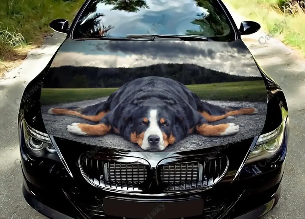 

Animal Sennenhund Dog Car Hood Vinyl Decal Stickers Wrap Vinyl Film Engine Cover Decals Sticker Universal Car Hood Cover Film