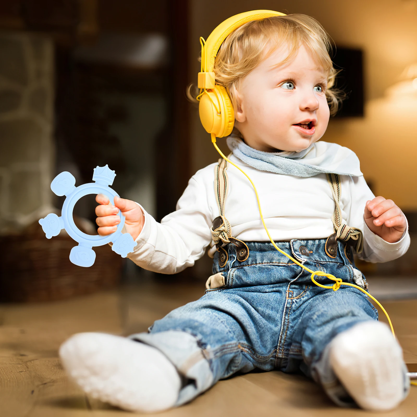 Anneau de dentition pour bébé de 6 à 12 mois, développement sensoriel infantile, jouet apaisant pour bébés de 6 à 12 mois