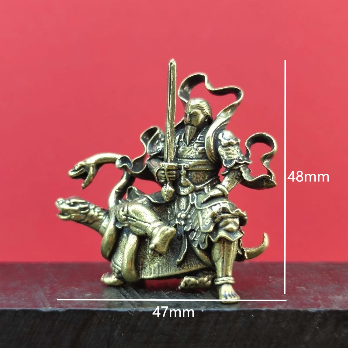The Statue of Emperor Zhenwu Copper Sculpture The Founding Master Xuanwu Desktop Mini Metal Model Figurine Crafts Decoration