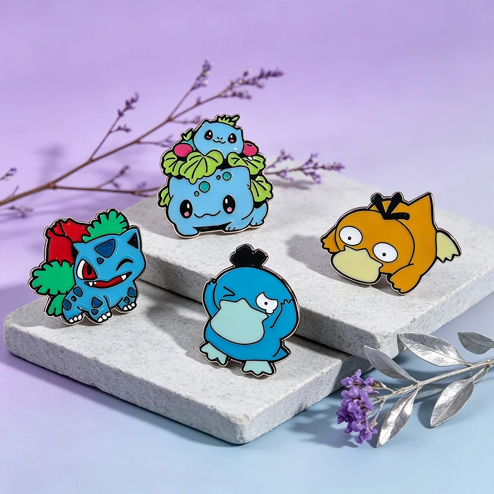 Cute Cartoon Anime Enamel Pins Kawaii Pocket‑Monster Metal Lapel Brooch Badges, Decorative Pin for Backpack
