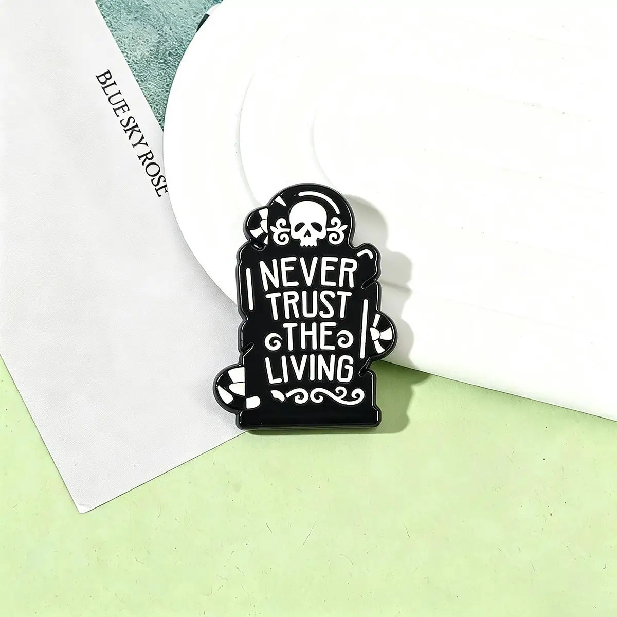 Fantasy Comedy Movie Lines Never Trust The Living Enamel Brooch Lapel Metal Badge Cosplay Clothing Jewelry Accessories Gifts