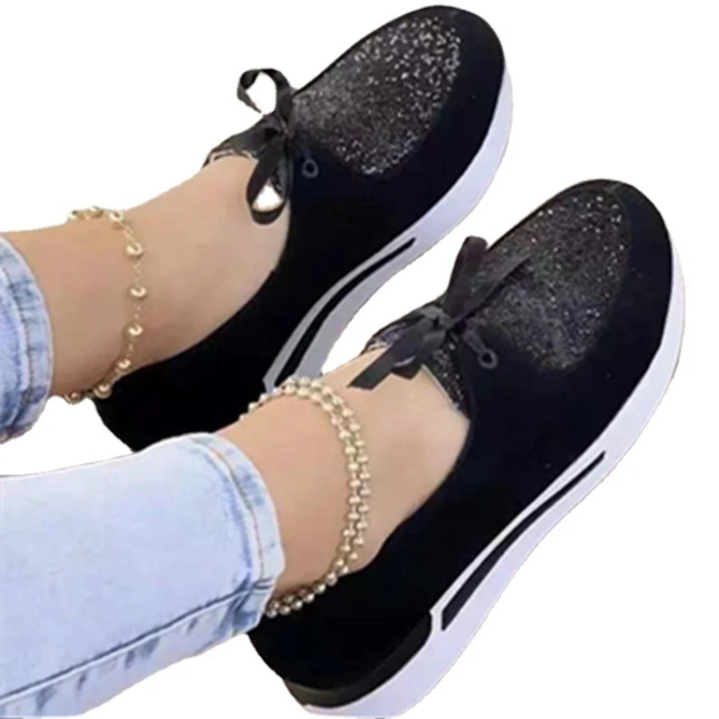 

2022 Women's Sneakers Outdoor Ladies Vulcanized Shoes Lace Up Sneakers For Women Solid Color Female Flat Shoes Zapatillas Mujer