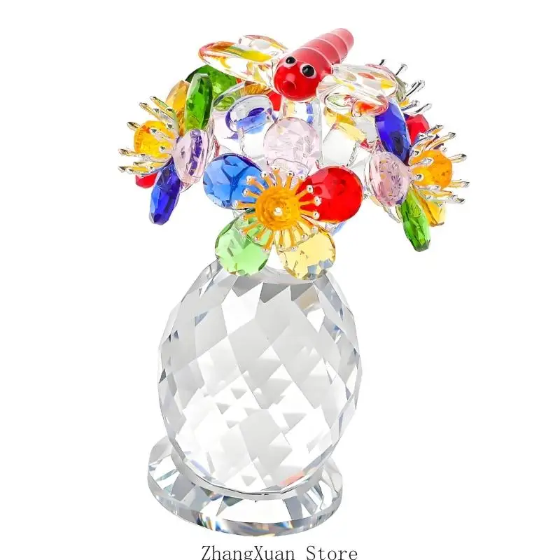Klare facettierte Kristallblumenfigur für Eingangsregal und Beistelltischdisplay 3XUF – Detail 8